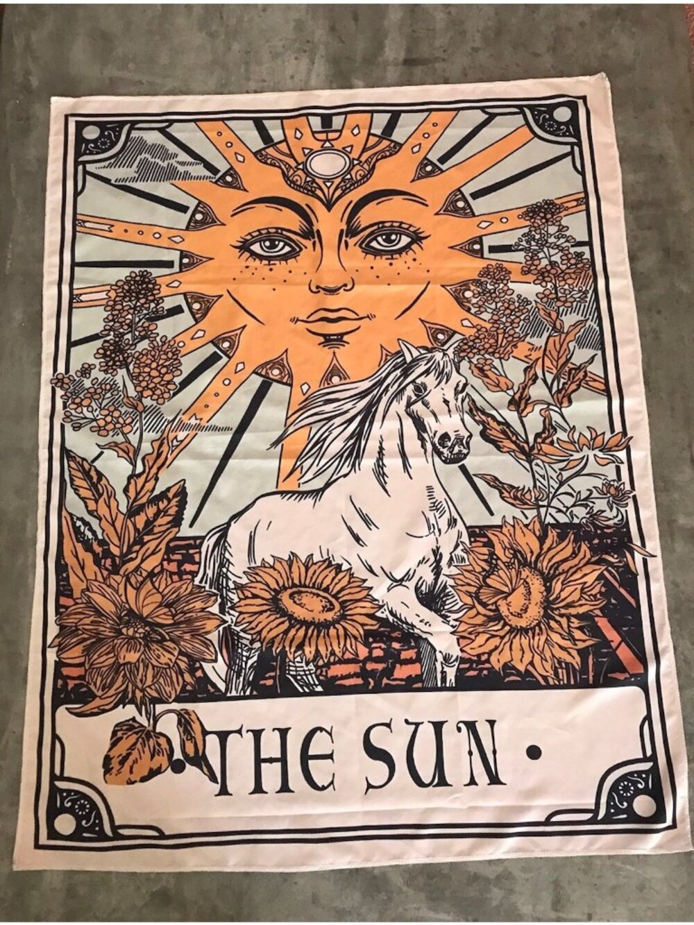The Sun Tarot Tapestry Wall Hanging Decor Table Cover Horse Boho Hippie Mystical